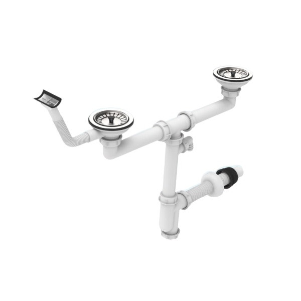 سیفون ظرفشویی محک مدل 352T دو لگنه با سرریز سینی سیفون ظرفشویی محک مدل 352T دو لگنه با سرریز سینی