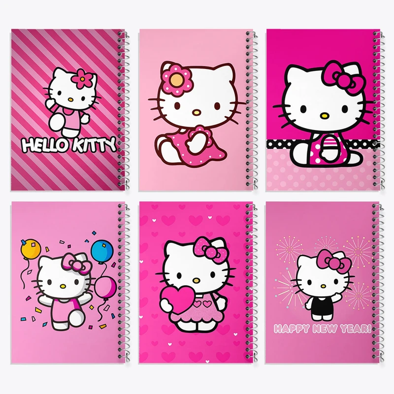 دفتر مشق 50 برگ خندالو طرح هلو کیتی (Hello Kitty) کد 282 مجموعه 6 عددی