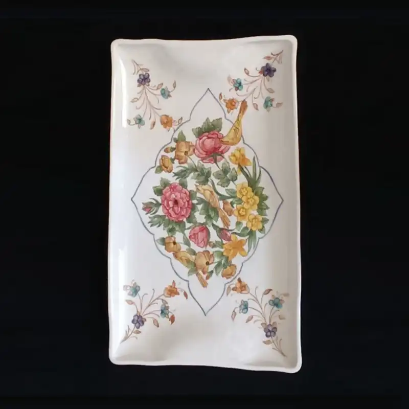 سینی سرامیکی هیوا طرح گل و مرغ کد 10913044