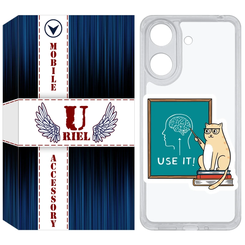کاور یوریل قاب مدل Clear کد 95 طرح گربه عاقل مناسب برای گوشی موبایل شیائومی Redmi 13C / Poco C65