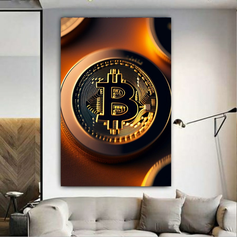 تابلو بوم طرح چرم مخمل مدل بیت کوین کد BM132