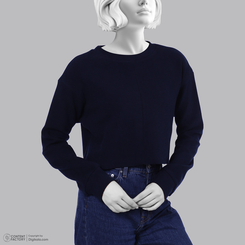 بلوز آستین بلند یقه گرد زنانه سرژه مدل 203518 سورمه ای رنگ سرمه ای