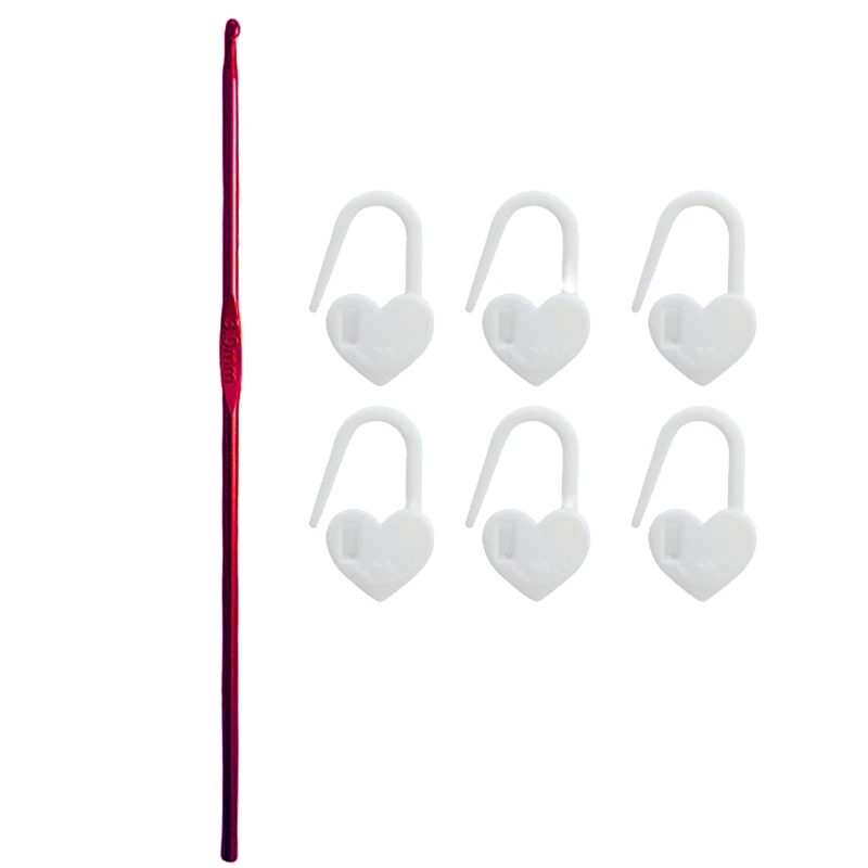 قلاب بافتنی کد 3 به همراه سنجاق نشانه گذار مجموعه 7 عددی