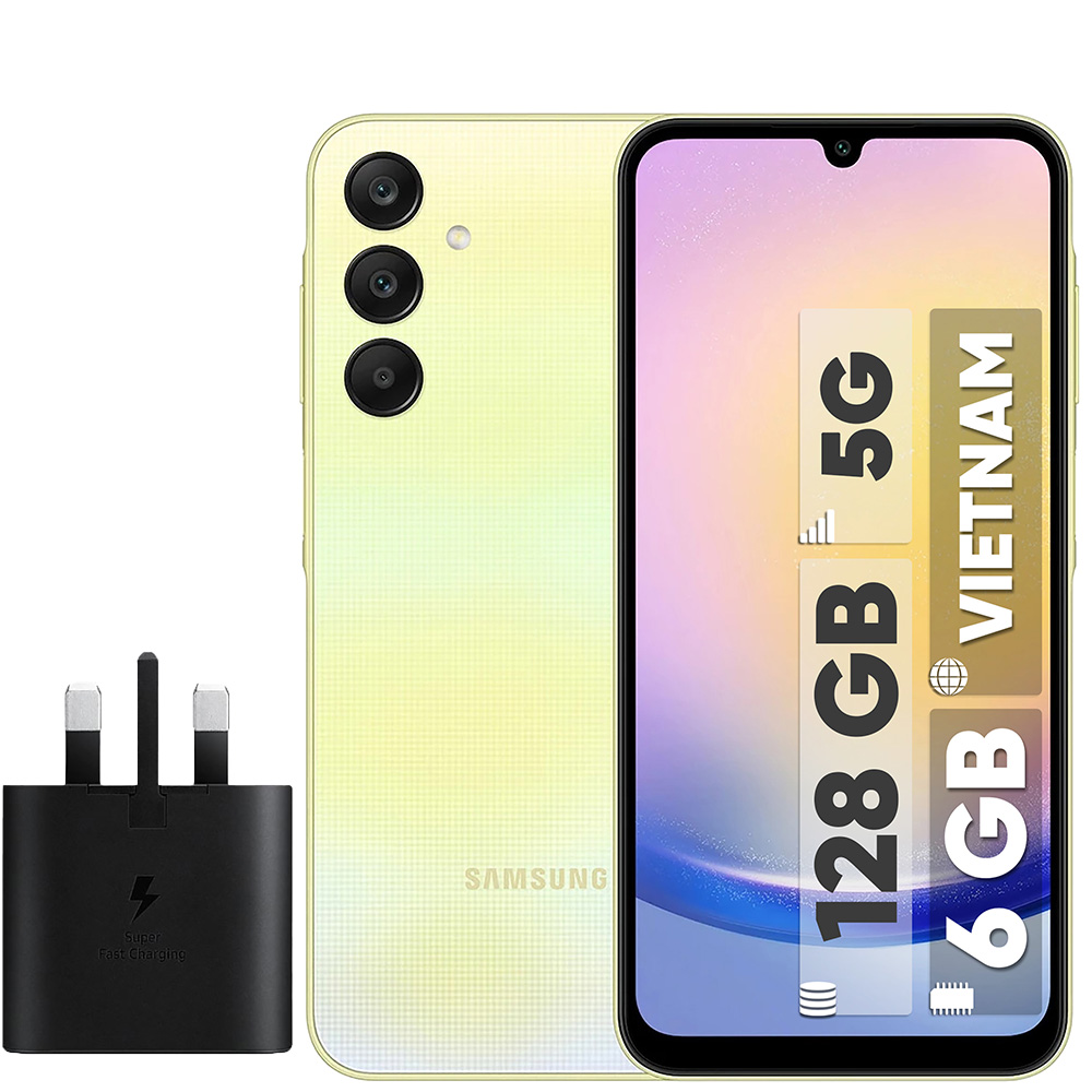 گوشی موبایل سامسونگ مدل Galaxy A25 دو سیم کارت ظرفیت 128 گیگابایت و رم 6 گیگابایت به همراه شارژر سامسونگ - ویتنام