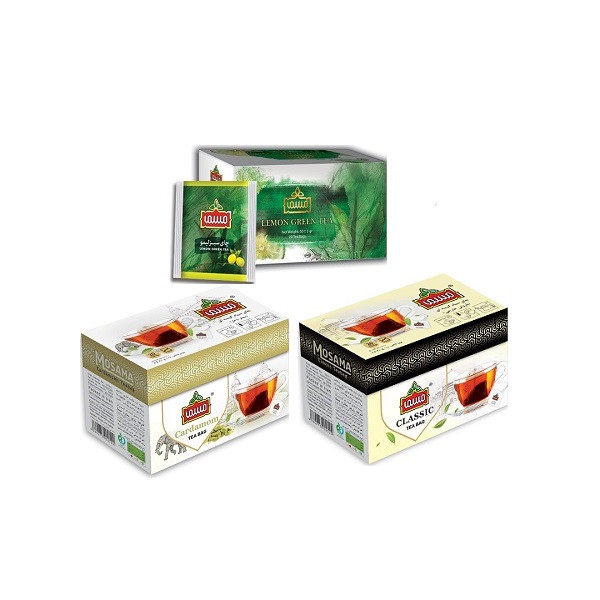 چای سبز کیسه ای با طعم لیمو ، چای سیاه کیسه ای ویژه و چای سیاه کیسه ای با طعم هل ویژه پوششدار مسما - 3 بسته 20 عددی