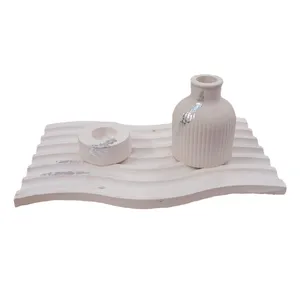 ست 3 تکه جاعودی و گلدان سنگی کد b280