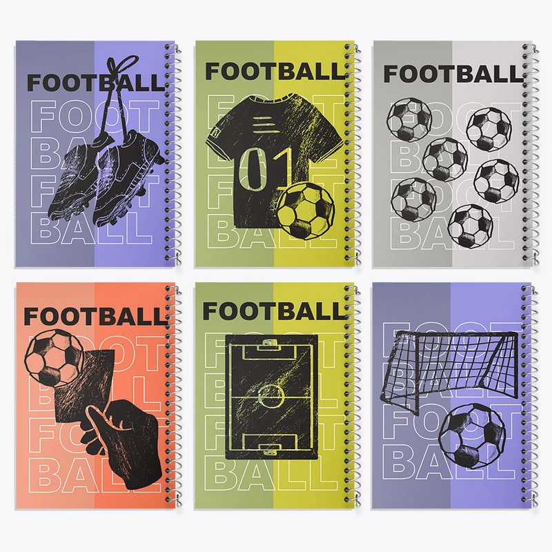 دفتر مشق 100 برگ خندالو طرح فوتبال (Football) کد 34 مجموعه 6 عددی