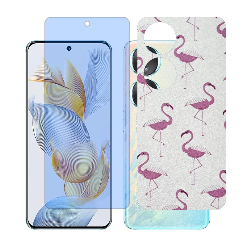 محافظ صفحه نمایش بلو کات گلس مدل together مناسب برای گوشی موبایل آنر 90 به همراه برچسب پوششی پشت گوشی