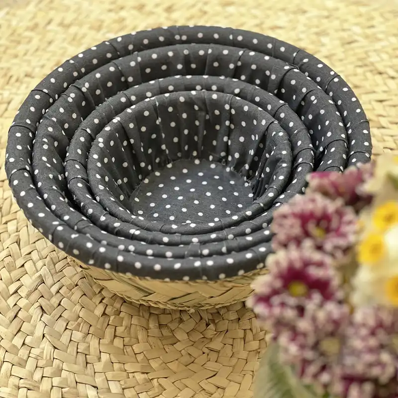 سبد حصیری مدل گرد مجموعه 4 عددی