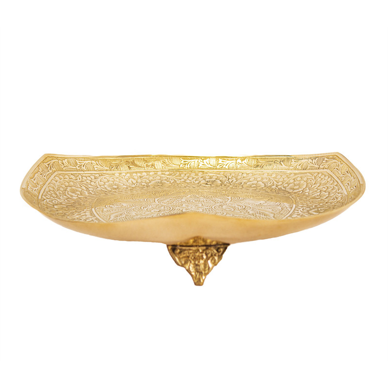 شیرینی خوری برنجی مدل قلم زنی سه پاسه طرح مثلث کد77627