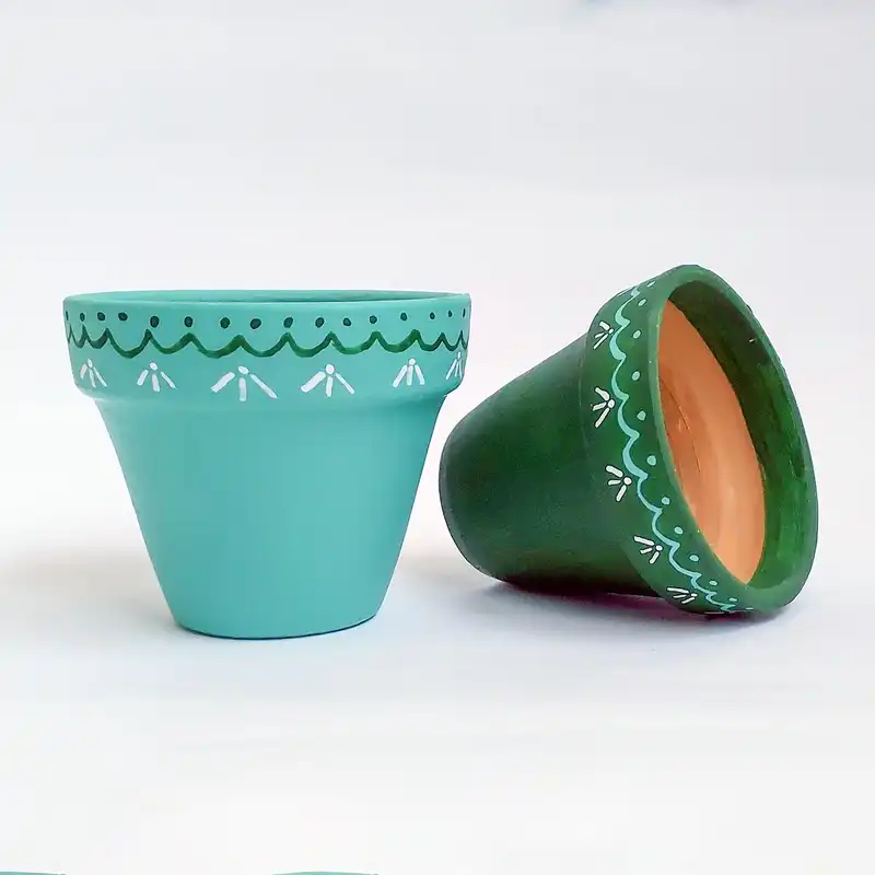 گلدان سفالی طرح چین چین بسته 2 عددی