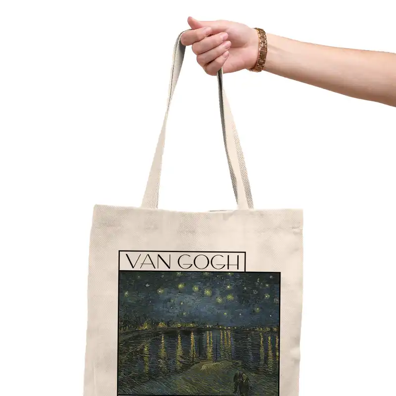 ساک خرید ترمه طراحان ایده مدل شب ستاره ای از ونگوگ کد art018 - L