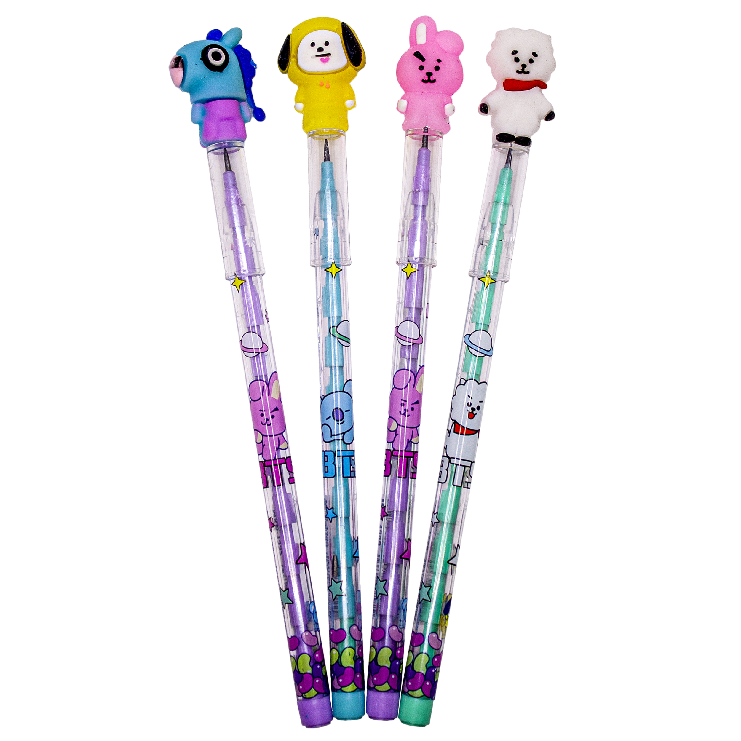 مداد فشنگی مدل BTS طرح BT21 کد 250 مجموعه 4 عددی