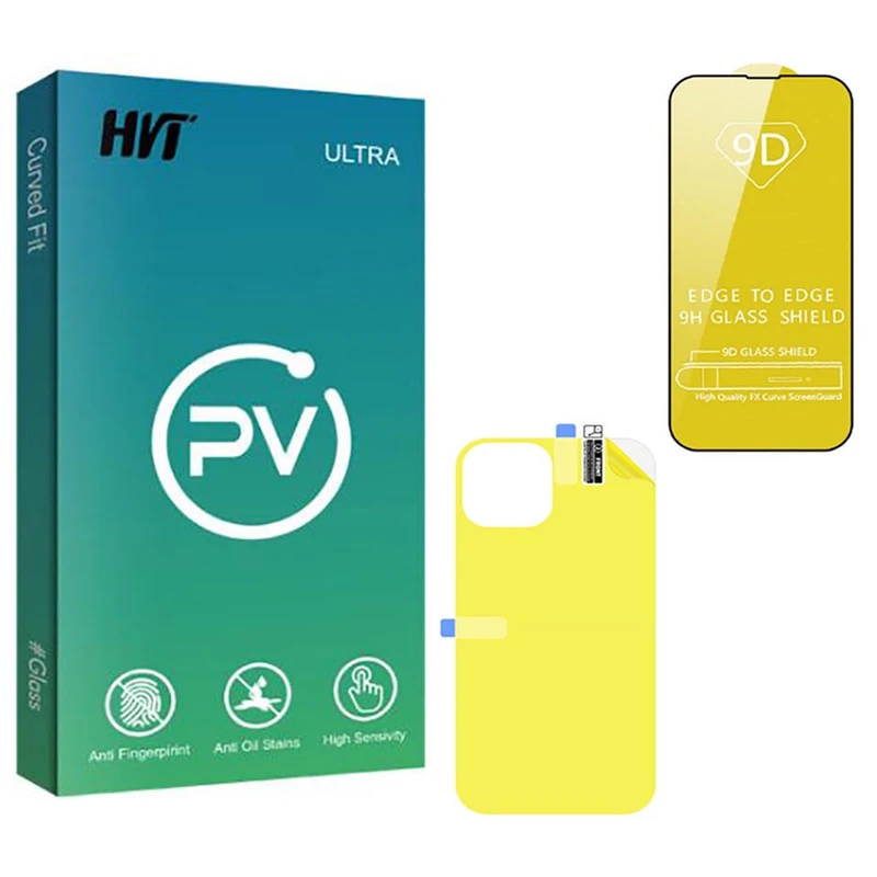 محافظ صفحه نمایش اچ وی تی مدل PV مناسب برای گوشی موبایل اپل iPhone 14 به همراه محافظ پشت گوشی