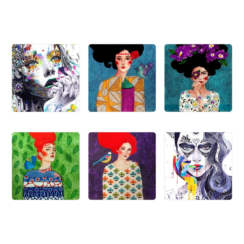 زیر لیوانی طرح نقاشی مدل set2 مجموعه 6 عددی