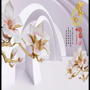 پوستر دیواری سه بعدی مدل تونل شاخه گل گچی DVRF1263