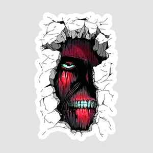استیکر لپ تاپ پیکسل میکسل مدل انیمه اتک ان تایتان غول داخل دیوار