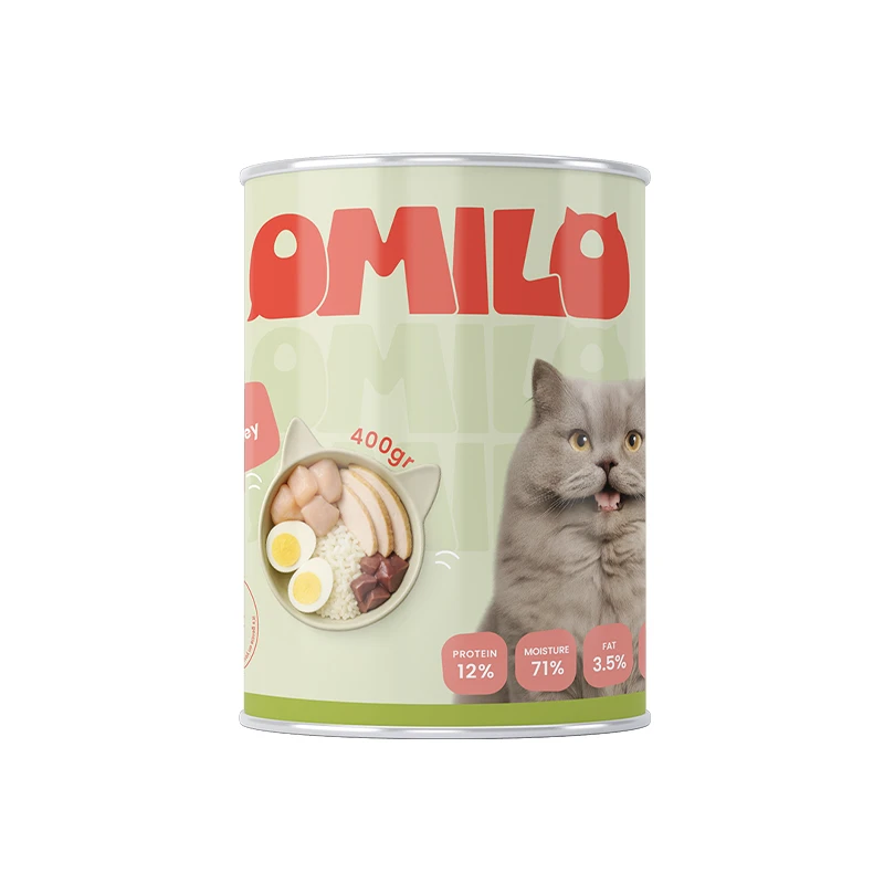 کنسرو غذای گربه اومیلو مدل نچرال طعم مرغ و بوقلمون وزن 400 گرم