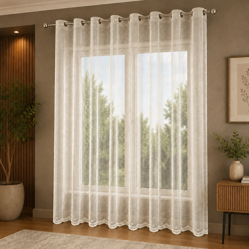 پرده پانچ تیکو دکو مدل تور راشل کادکا طرح شبنم دالبوردار  سایز 280 × 300 سانتی‌متر