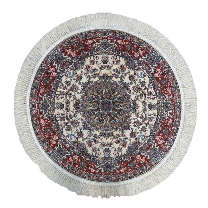 فرش ماشینی قالی تارا مدل تاج رویا کرم حاشیه پیازی