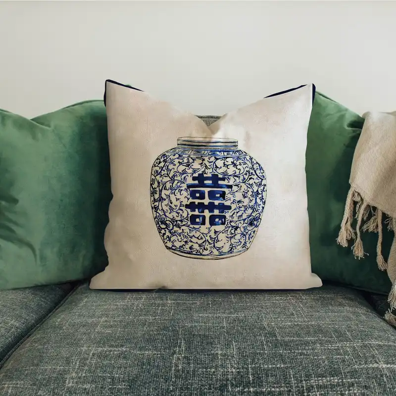 کاور کوسن مدل گلدان چینی
