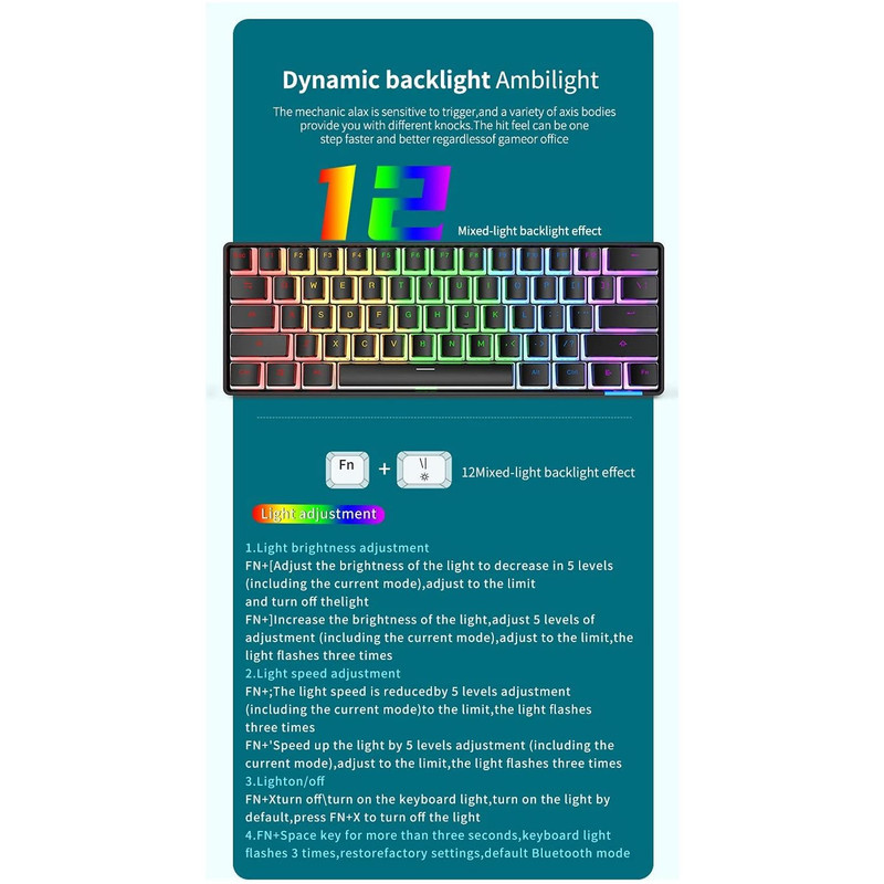 کیبورد بی سیم مخصوص بازی آجز مدل STK61 Pudding