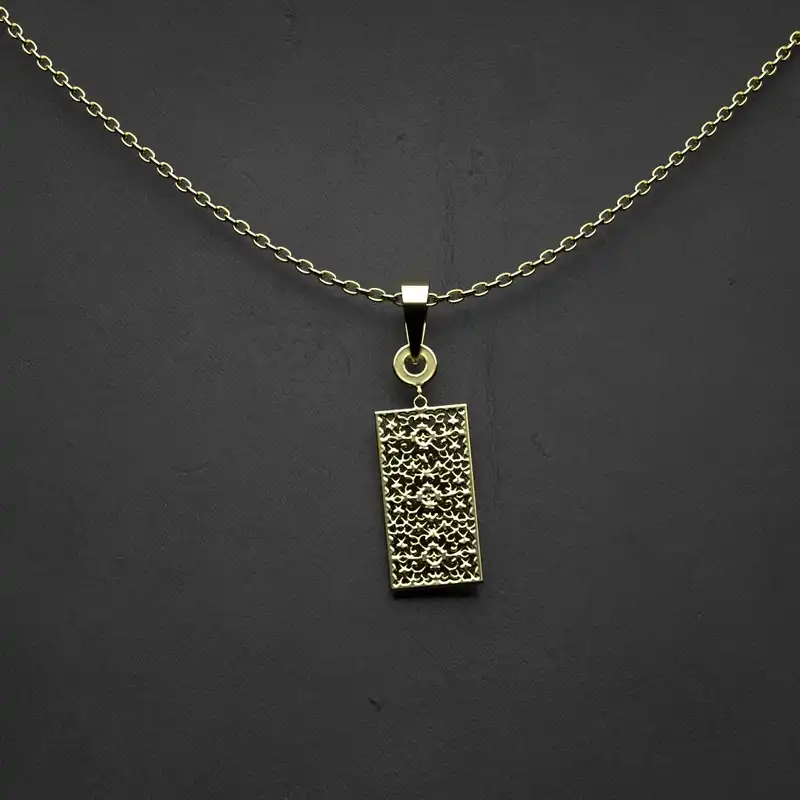 گردنبند طلا 18 عیار زنانه مدوپد مدل مستطیل کد CC2-1-1214