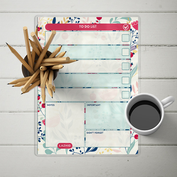 تخته وایت برد لاژید مدل پلنر کد ToDO012 سایز 20*30 سانتی متر