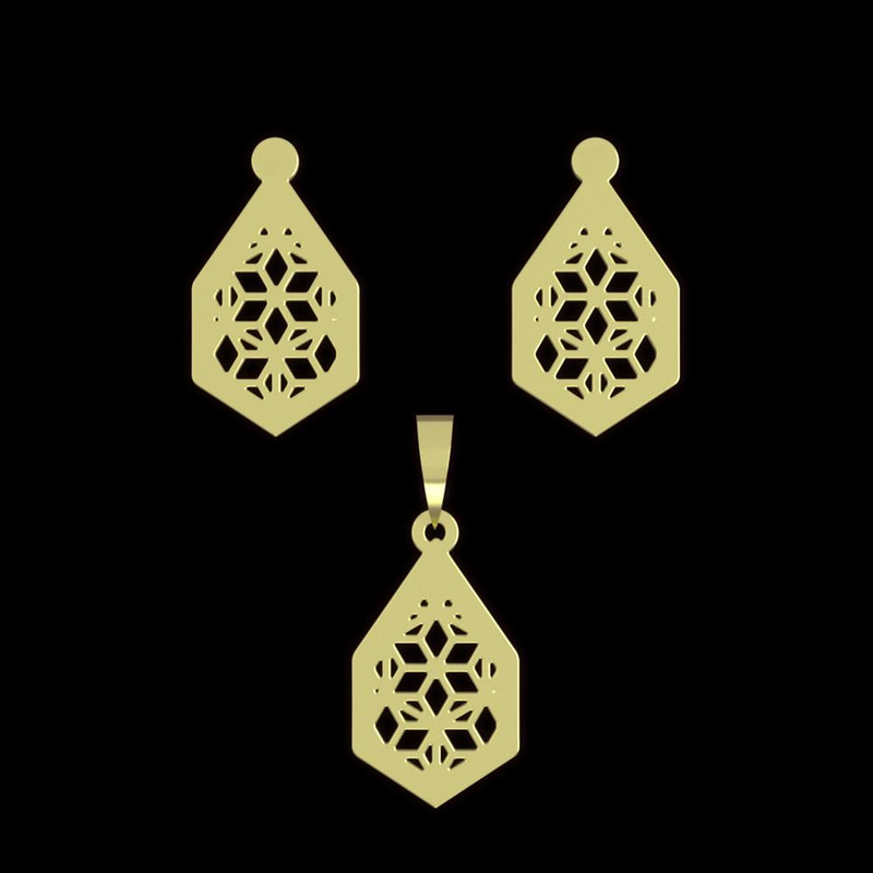 نیم ست طلا 18 عیار زنانه مدوپد مدل شش ضلعی کد NA11485