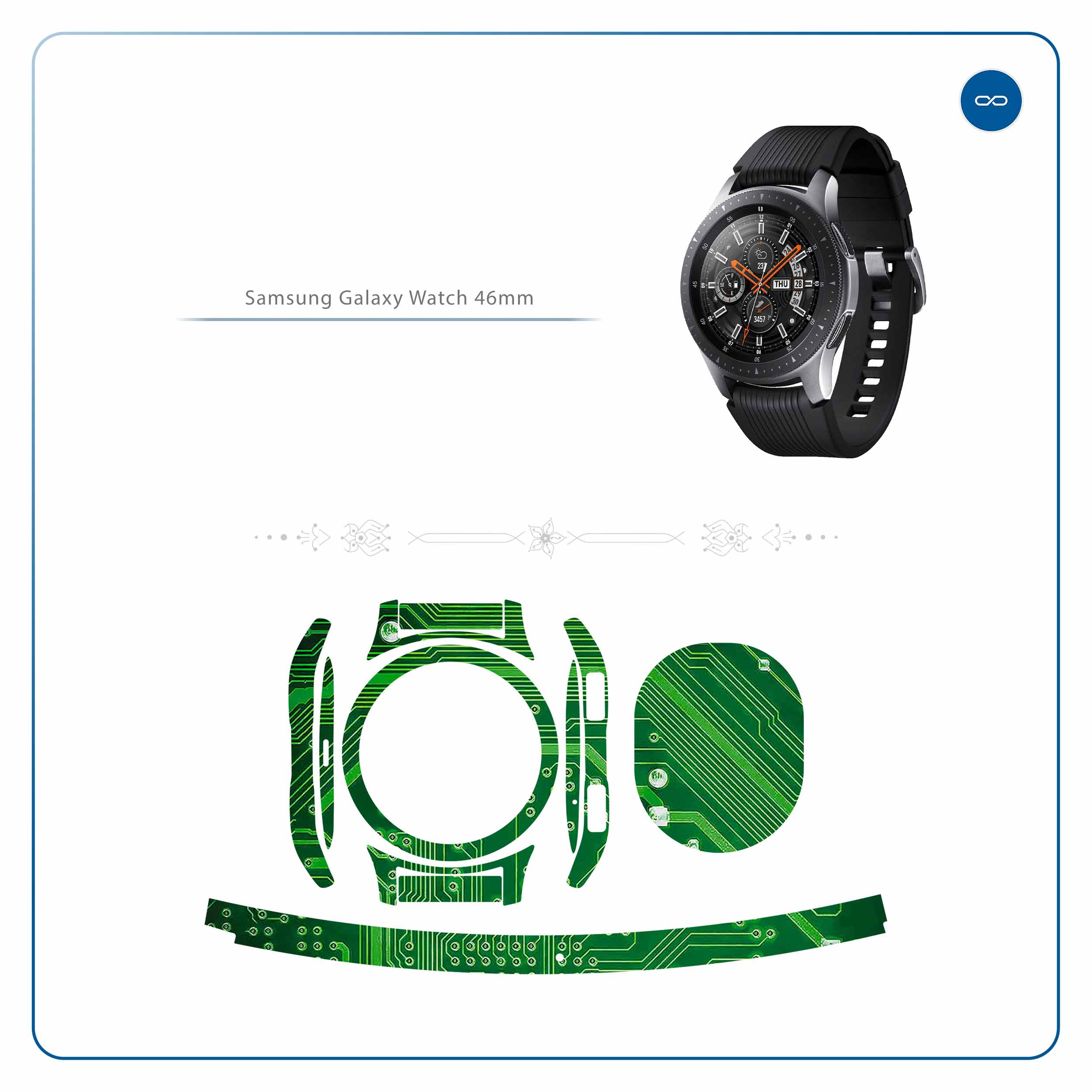 برچسب ماهوت طرح Green-Printed-Circuit-Board مناسب برای ساعت هوشمند سامسونگ Galaxy Watch 46mm