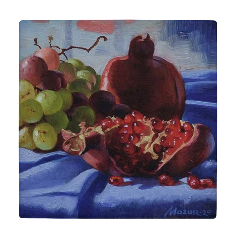 زیر لیوانی طرح نقاشی انار و انگور کد    3888692_2102