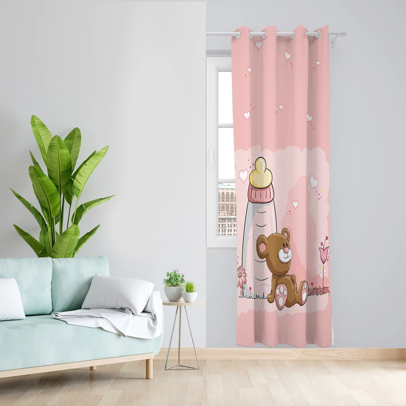 پرده طرح کودک مدل مخمل پانچی کد L 1184R Z سایز 140x200 سانتی متر