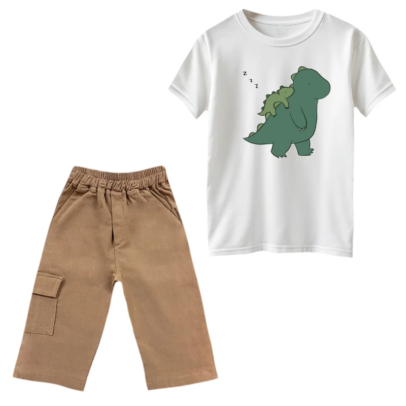 ست تی‌شرت و شلوارک پسرانه مدل دایناسور ها
