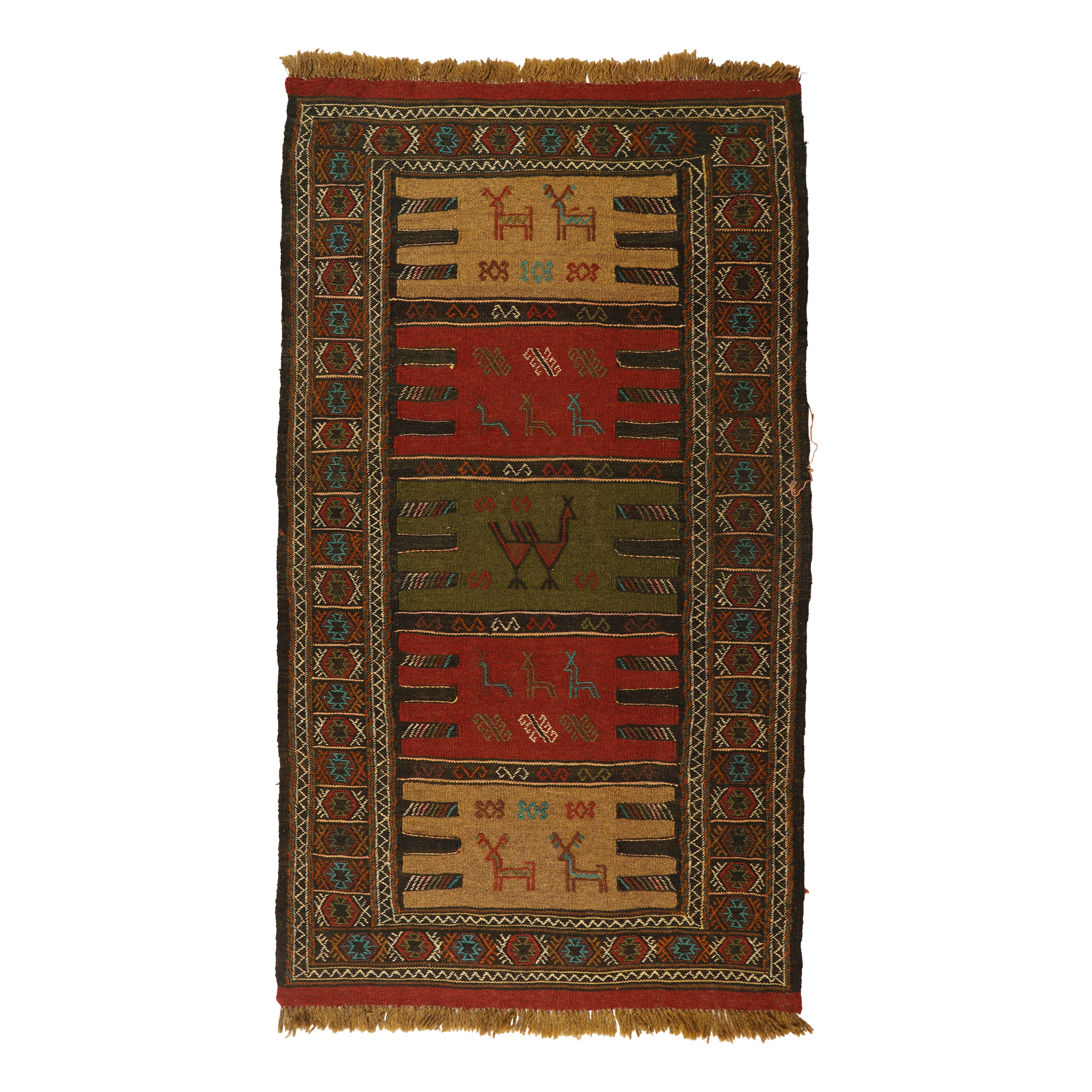 گلیم دستبافت دومتری طرح سفره کردی کد 140432