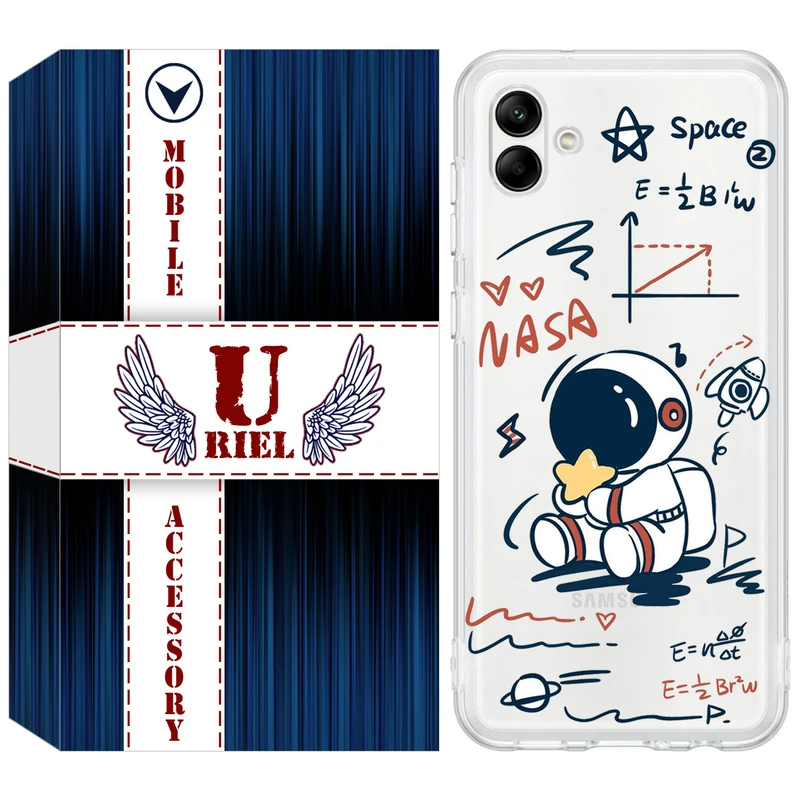 کاور یوریل قاب مدل Clear کد 1 طرح فضانورد مناسب برای گوشی موبایل سامسونگ Galaxy A04e