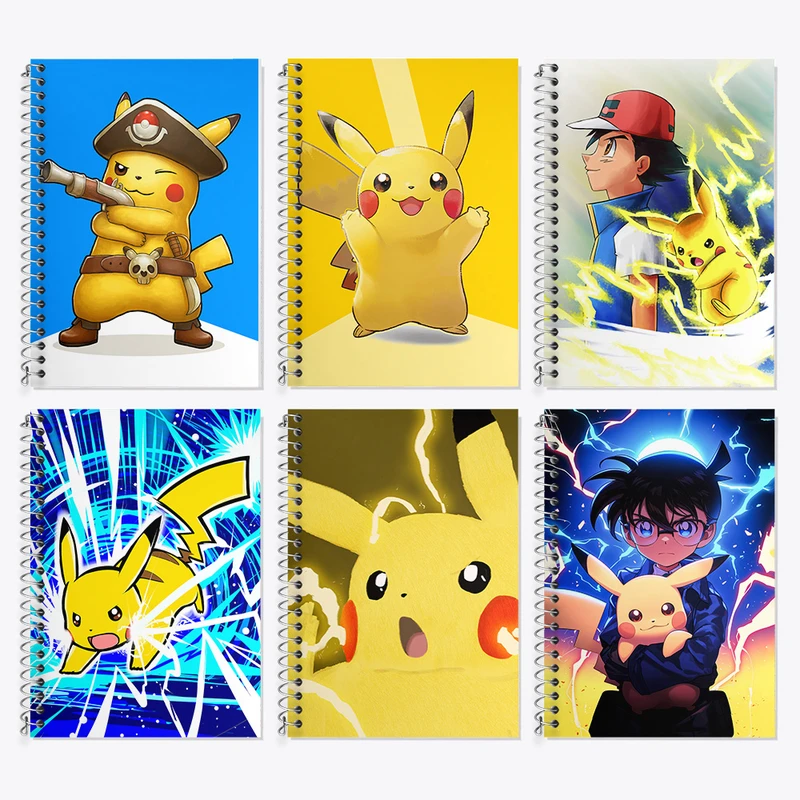 دفتر زبان 50 برگ خندالو مدل دو خط طرح انیمه پوکمون کد 684 مجموعه 6 عددی