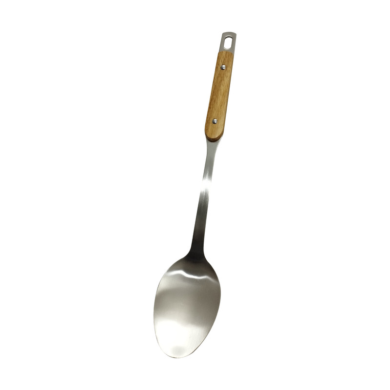 کفگیر مدل استیل دسته چوبی کد 1silver