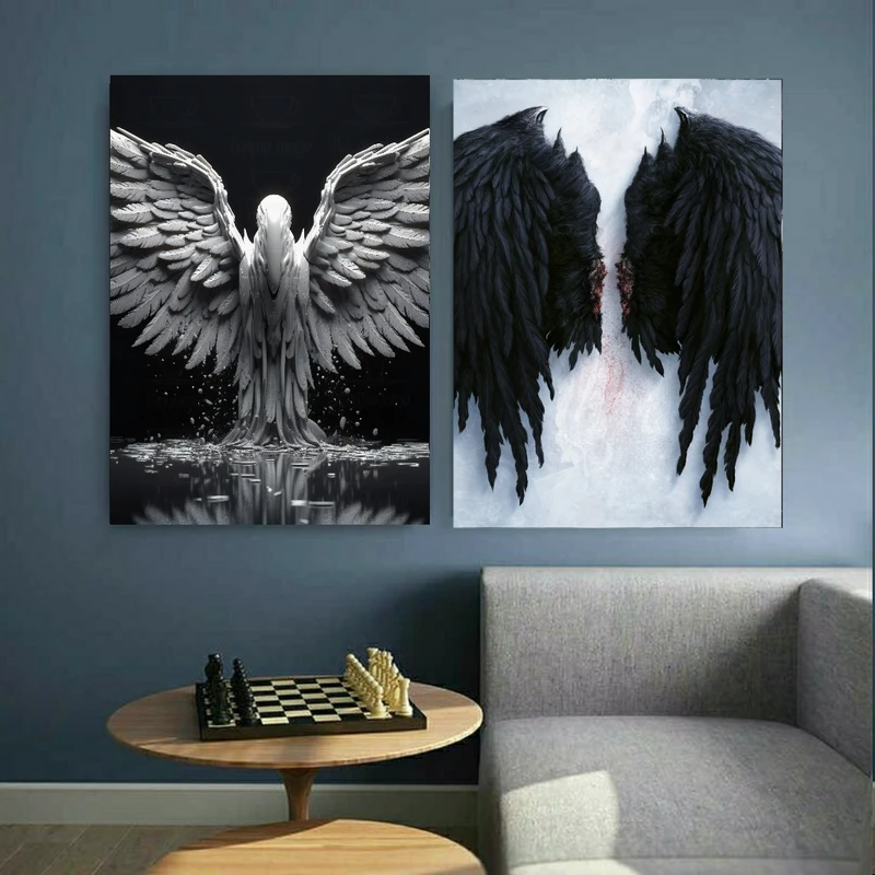 تابلو بوم طرح بال های فرشته کد BK22752 مجموعه دو عددی