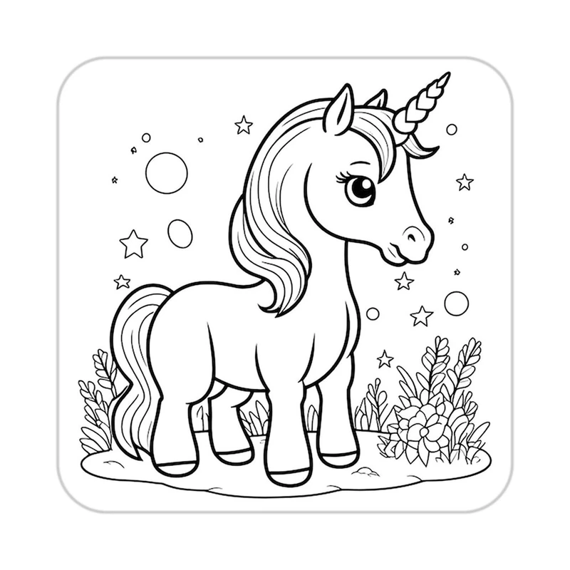 زیر لیوانی کاکتی طرح اسب تک شاخ و یونیکورن مدل mp30489