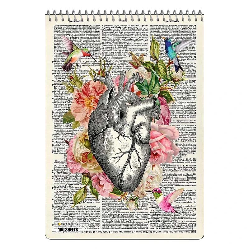 دفتر شطرنجی 100 برگ کارنیکا طرح روزنامه وینتج قلب Vintage Newspaper Heart کد 27239