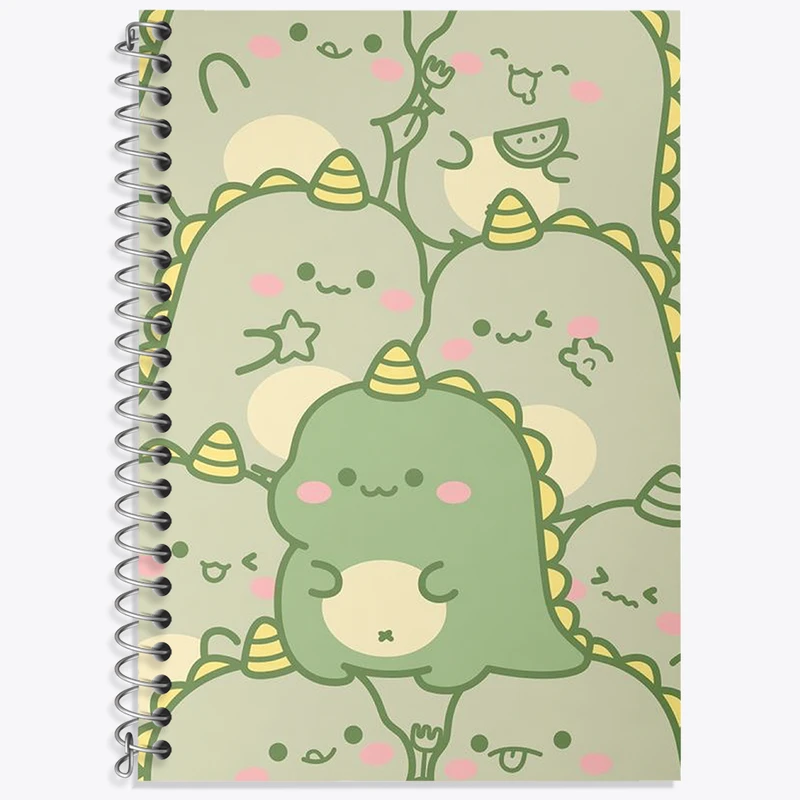 دفتر زبان 50 برگ خندالو مدل دو خط طرح دایناسور کیوت کد N1899