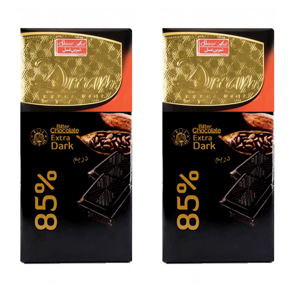 شکلات تلخ 85 درصد شیرین عسل - 100گرم بسته 2 عددی 