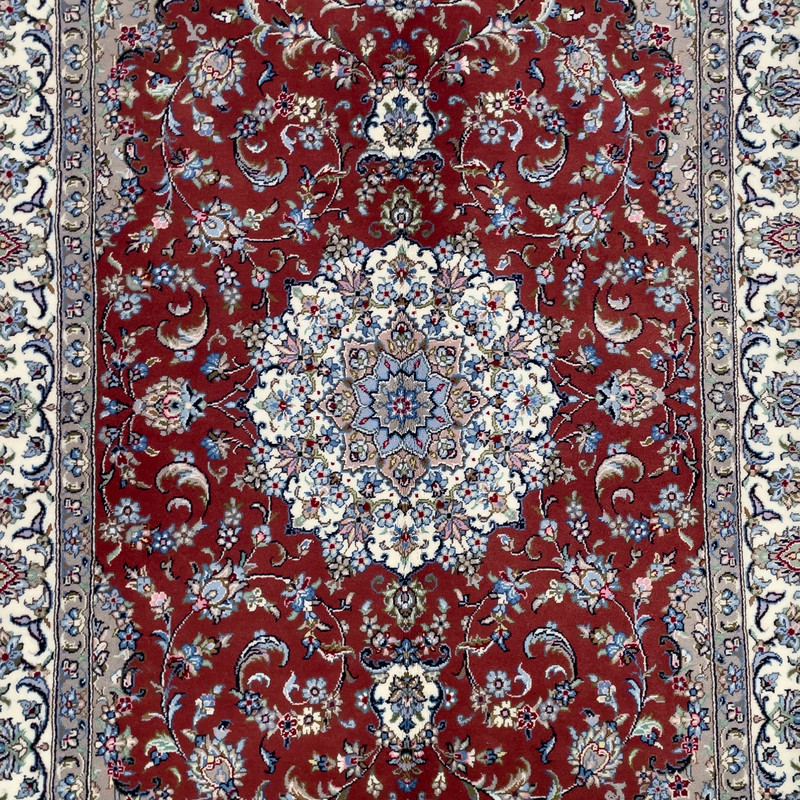 فرش دستباف 4 متری طرح شبنم گرده ابریشم کد 64300-64301 یک جفت