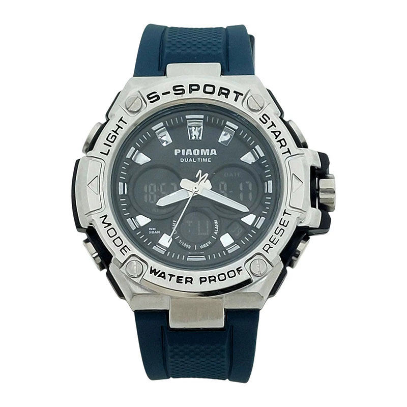 ساعت مچی دیجیتال مردانه پیائوما مدل دو زمانه ضد آب کد 9108DUAL-BU