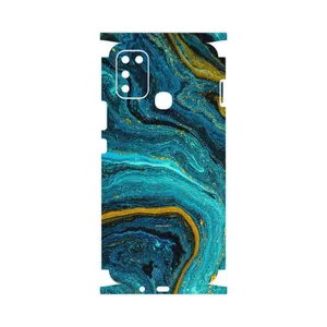 MAHOOT Turquoise marblewith golden streaks-FullSkin Cover Sticker for Infinix Hot 11 Play