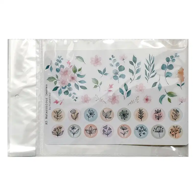 برچسب کاترینکا طرح برش خورده بولت ژورنال و اسکرپ بوک مدل A5 Watercolour leaves
