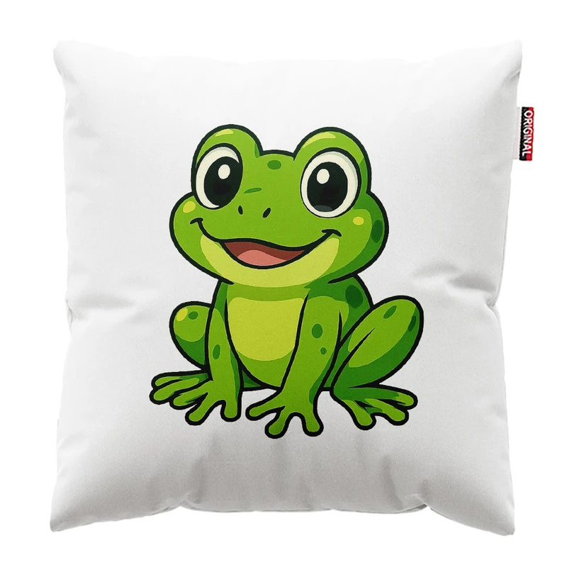 کوسن پاد آفرین طرح کارتونی بچگاه قورباغه کد 2298 سایز 30*30 سانتی متر