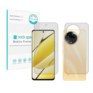 Rockspace HyGEL model transparent screen protector suitable for Realme11 5G mobile phone along with the back of the phone