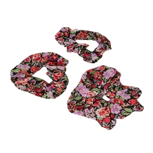 کش مو دخترانه مدل گلدار کد 129 مجموعه 3 عددی