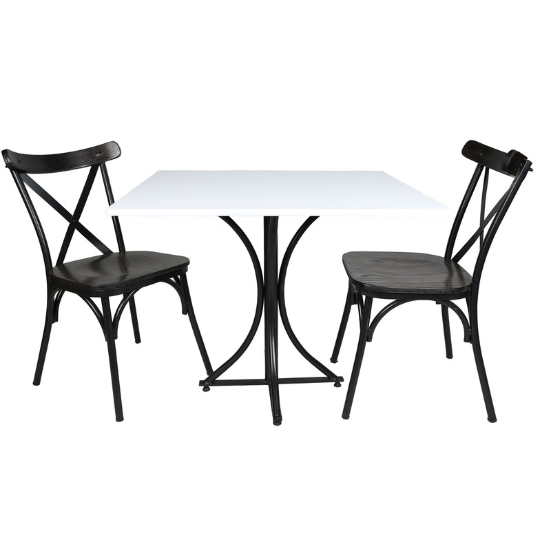 میز و صندلی ناهارخوری دو نفره مدل تونت لهستانی پایه فلزی MS